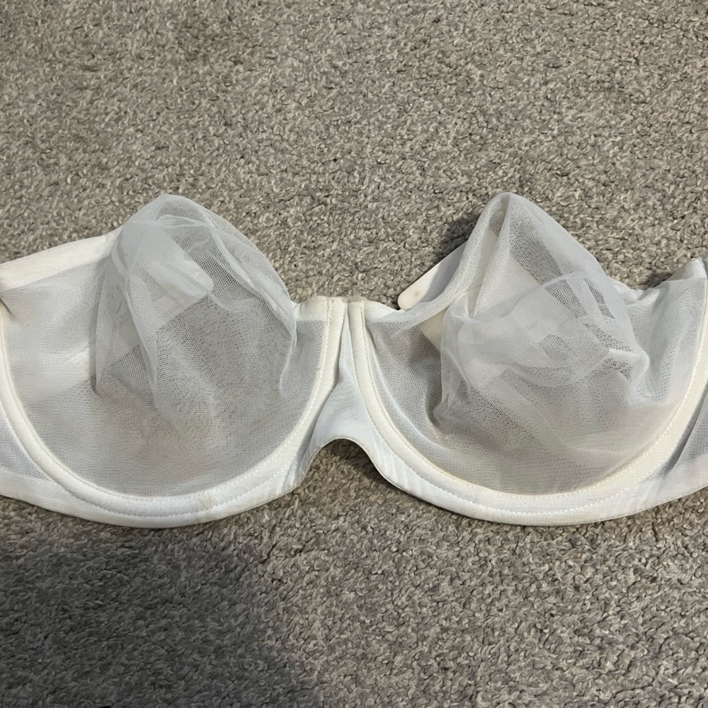 SKIMS white ultra fine mesh strapless bra